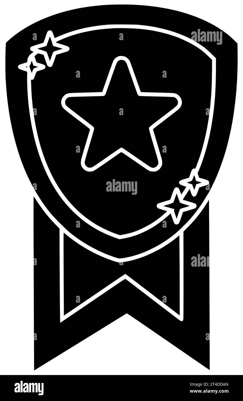 Medaille schwarze Sport Silhouette Trophäe Illustration Gewinner Icon Abzeichen Logo Champion Award Sieg Sieg Wettbewerb Erfolg Auszeichnung Gold Stockfoto