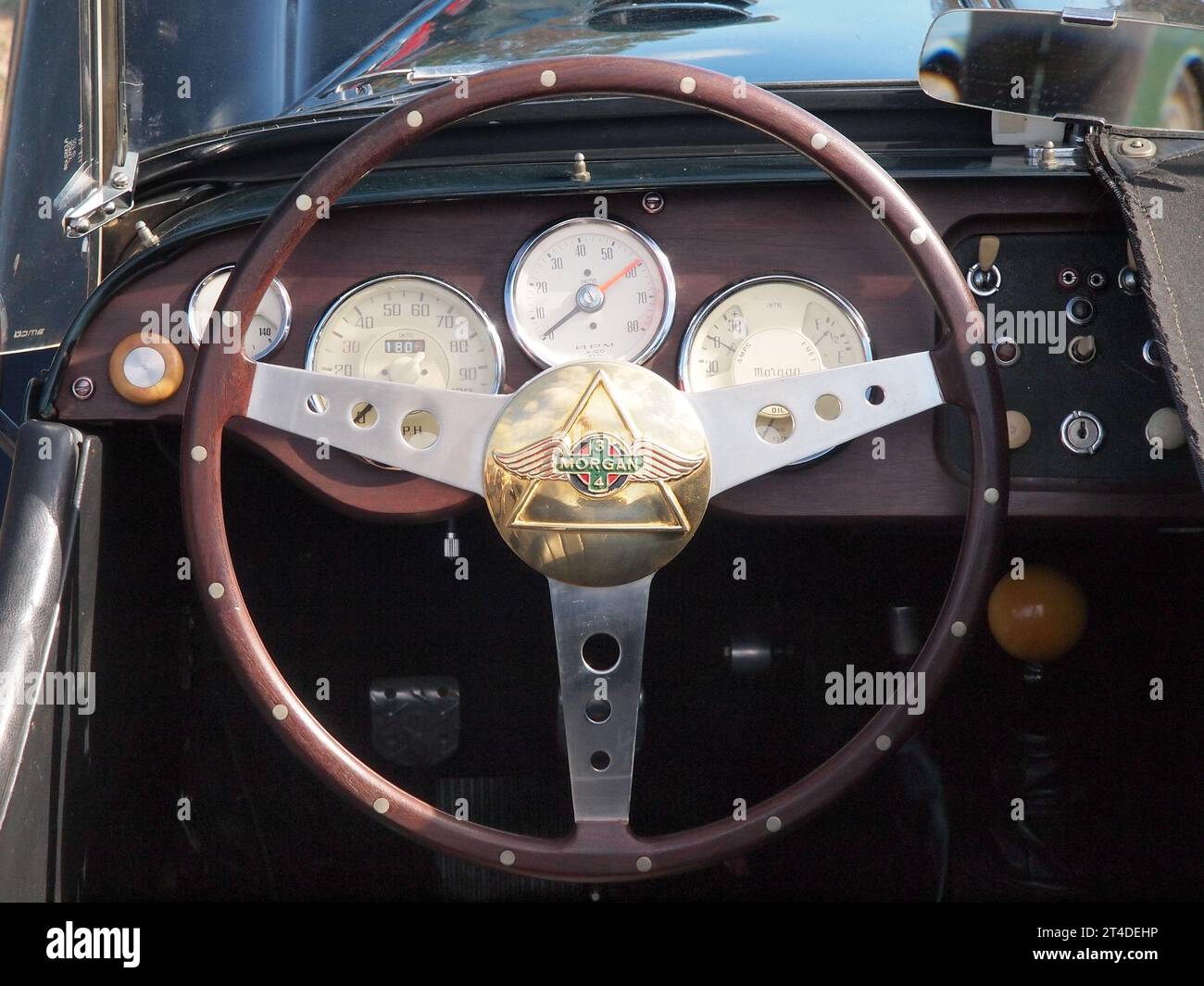 Details zu britischen Oldtimern bei einer kürzlich in New Jersey stattfindenden Versammlung. Stockfoto