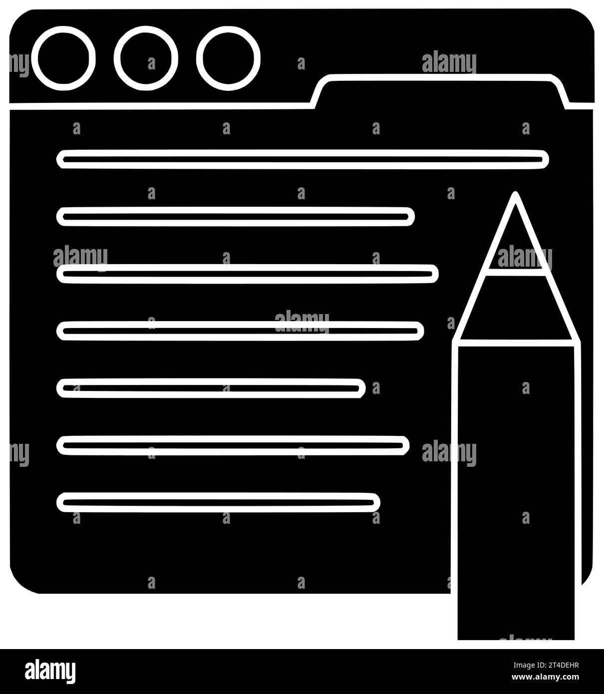 Buchstabe schwarz Bleistift Silhouette Papier Illustration Bildung Icon Schreiben Logo Stift Business Note Büro Tisch Schreibtisch Nachricht Hand Notizbuch Writer Stockfoto