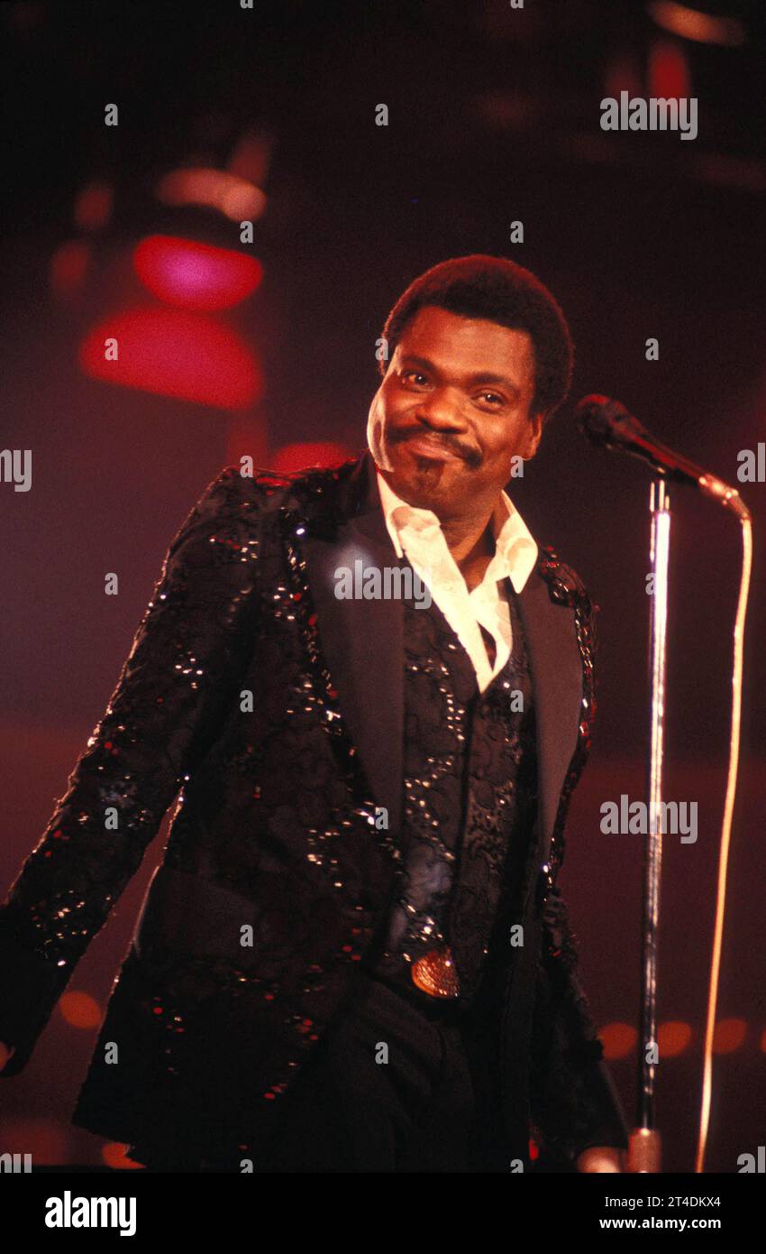 BILLY PRESTON; William Everett Preston; 2. September 1946 bis 6. Juni 2006; US-amerikanischer Keyboarder, Sänger und Songwriter, dessen Arbeit R&B, Rock, Soul, Funk und Gospel umfasste. Preston war in den 1960er Jahren ein Top-Keyboarder, während dessen er Künstler wie Little Richard, Sam Cooke, Ray Charles, The Everly Brothers, Reverend James Cleveland, the Beatles and the Rolling Stones ; Live ; 1982 ; Credit: Lynn McAfee / Performing Arts Images www.performingartsimages.com Stockfoto