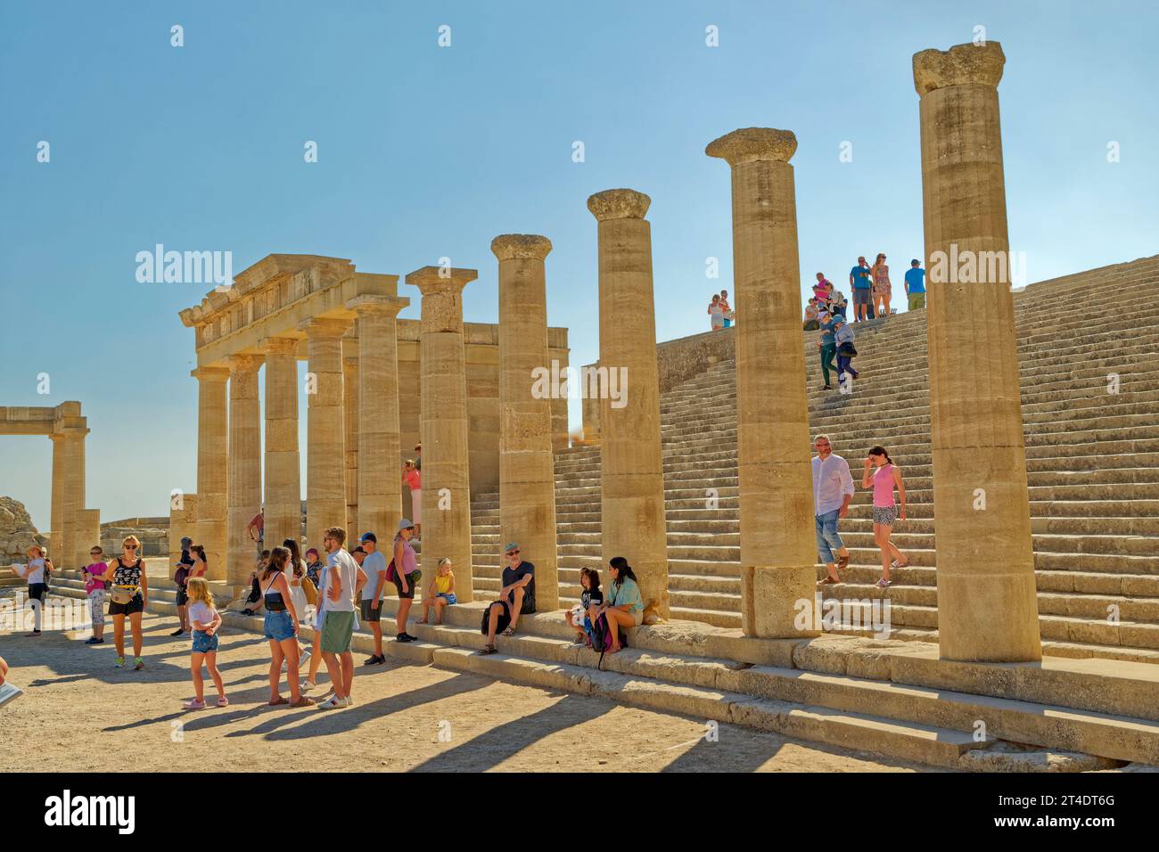 Teil der Akropolis von Lindos auf der Insel Rhodos, Griechenland. Stockfoto