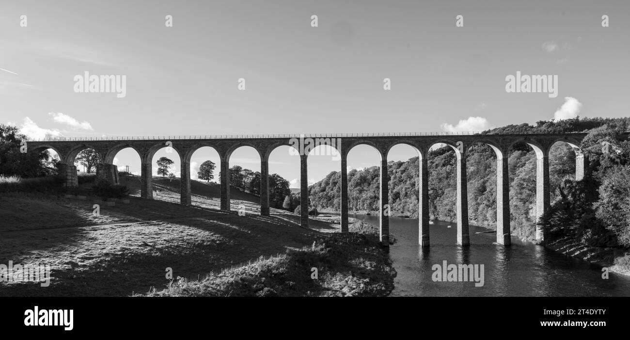 Leaderfoot Viaduct - auch bekannt als Drygrange Viaduct, Nr Melrose, Scottish Borders, Roxburghshire, Schottland, UK Stockfoto