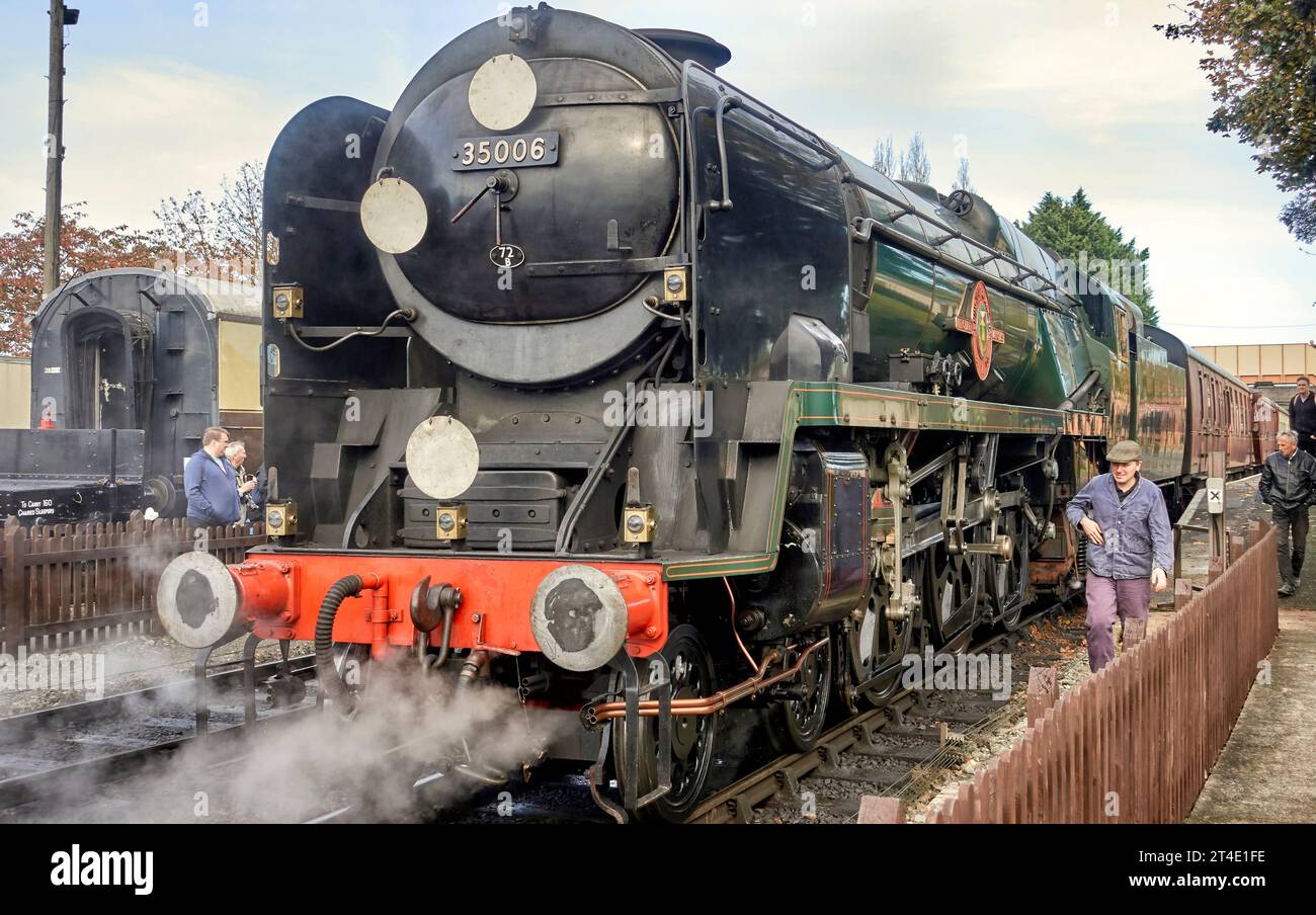 Dampfzug UK, Nr. 35006, P7O Navy Class, Toddington GWR, Winchcombe, Gloucestershire, England. Stockfoto