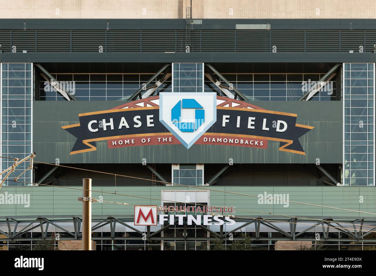 Chase Field liegt im Zentrum von Phoenix und ist Heimat der Arizona Diamondsbacks. Stockfoto