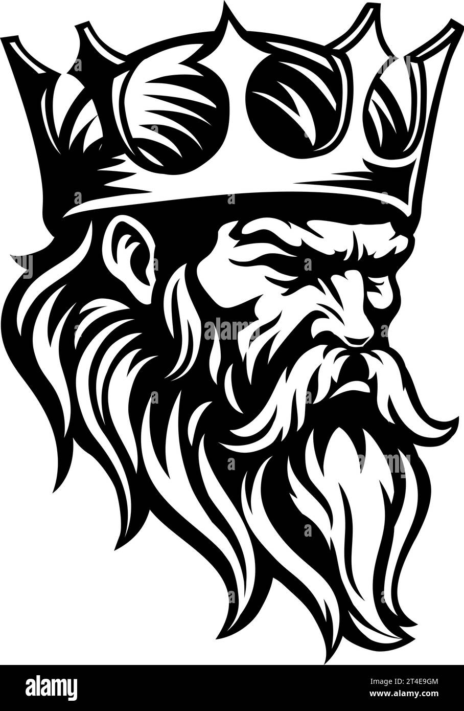 King Medieval Crown Head Man Maskottchengesicht-Ikone Stock Vektor