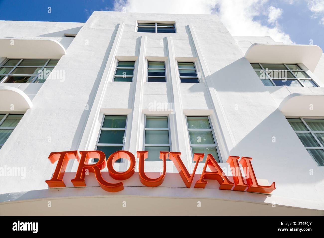 Miami Beach Florida, Außenfassade, Hotel vor dem Eingang des Gebäudes, Hotel Trouvail Miami Beach Schild Stockfoto