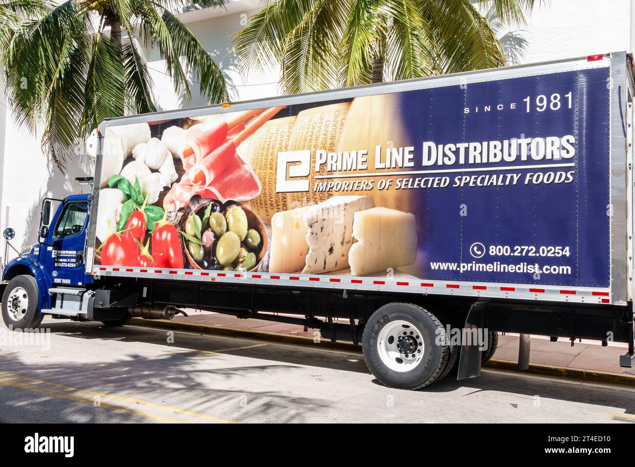 Miami Beach Florida, Außenansicht, LKW-LKW-Lebensmittellieferservice-Händler, Werbelackierung, Geschäft Stockfoto