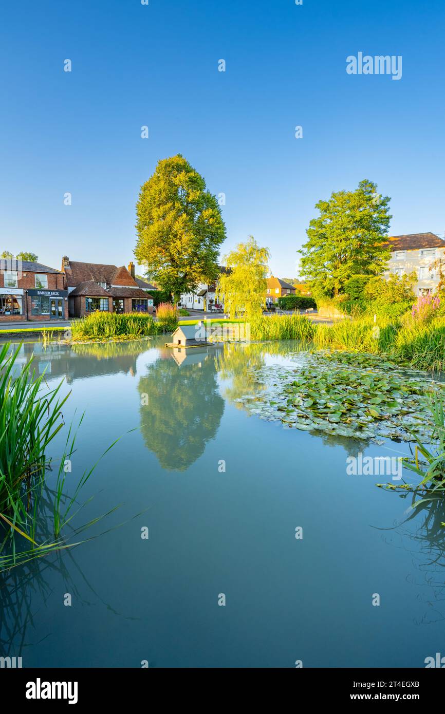 Der gelistete Ententeich am Kreisverkehr in Otford Kent. Stockfoto