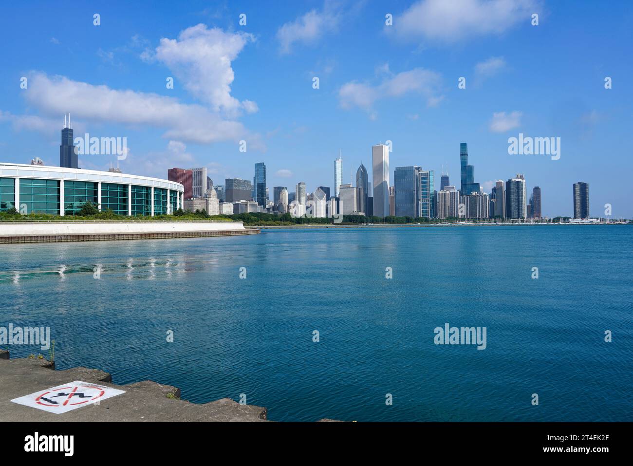 Chicago am Lake Michigan, vom Skyline Walk des Museum Campus aus gesehen Stockfoto