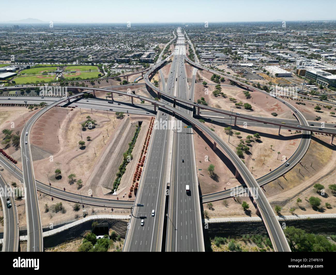 Highway 101 und Highway 202 Interchange, Tempe/Mesa, AZ, USA Stockfoto