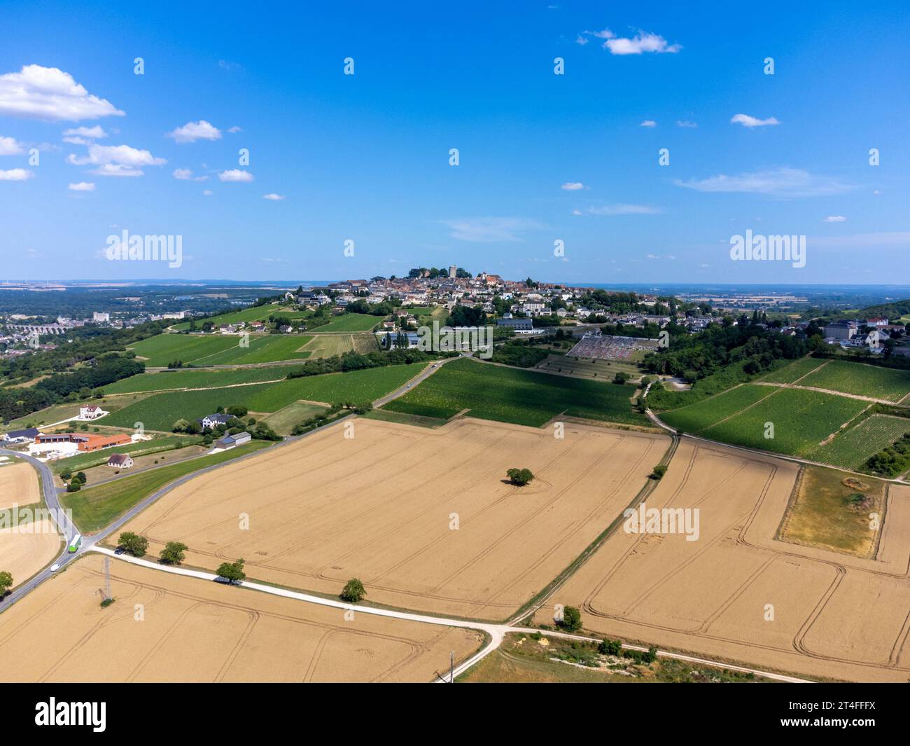 Weinberge der Appellation Sancerre, Herstellung von trockenem Weißwein aus der traube sauvignon Blanc, die auf Hügeln am linken Ufer des Flusses Loire auf differen angebaut wird Stockfoto