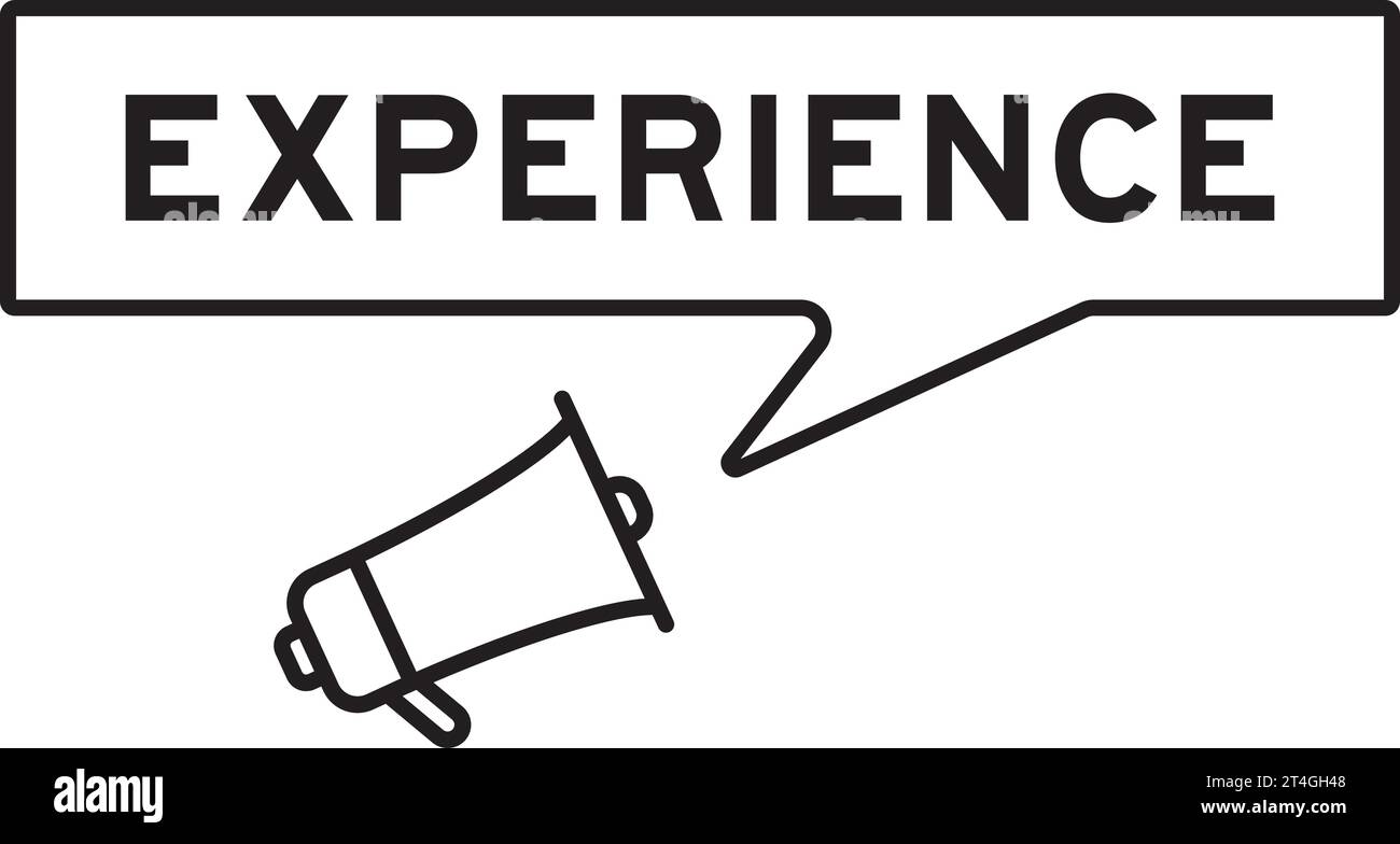 Megaphon-Symbol mit Sprechblase im Worterlebnis auf weißem Hintergrund Stock Vektor