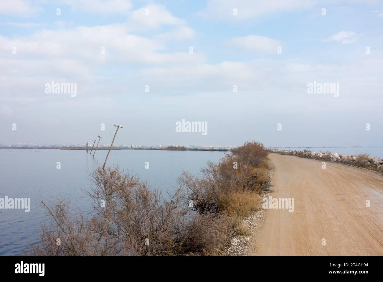 Wunderschöne Landschaft im Delta des Flusses Gallikos, Kalochori, Griechenland, ein Zufluchtsort für viele Vogelarten und Fische Stockfoto