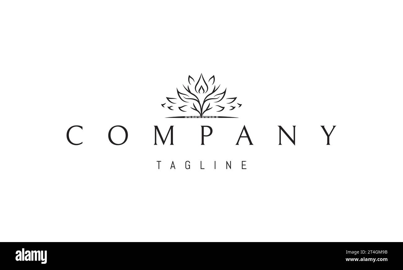 Ein Vektorlogo mit einem abstrakten Bild eines verzweigten Baums mit einem Tropfen in der Mitte. Stock Vektor