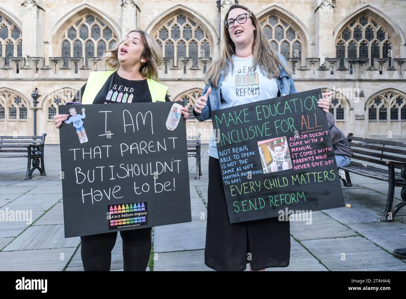 Protest für besondere Bildungsbedürfnisse in Bath somerset UK Stockfoto