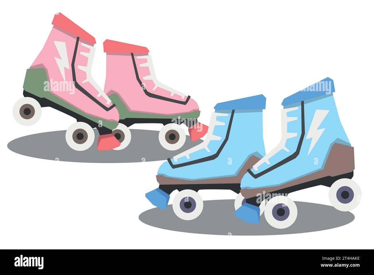 Vektor-Rollschuhe für einen Jungen und ein Mädchen, Vektorgrafiken, auf weißem Hintergrund, einfacher Stil Stock Vektor