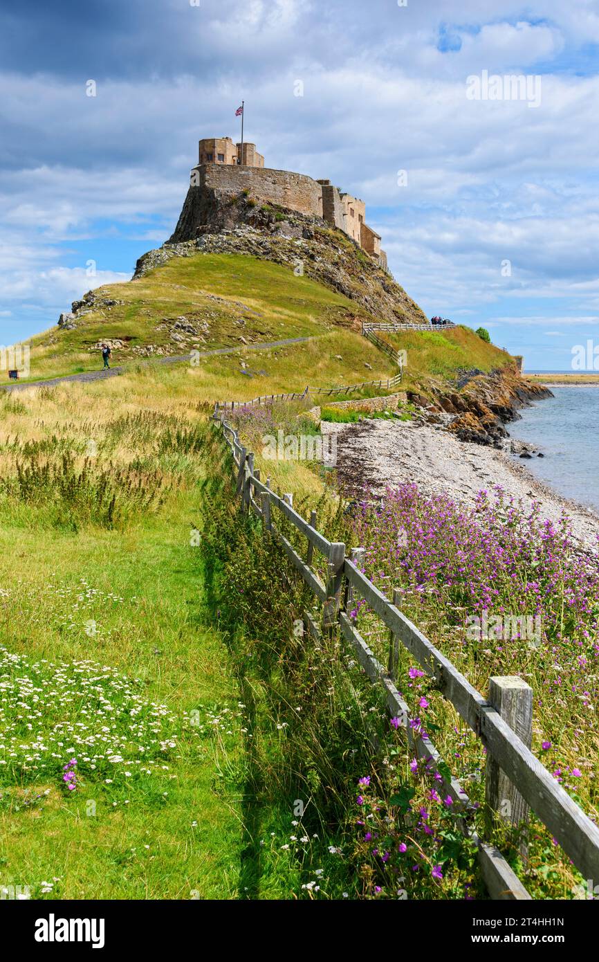 Lindisfarne Castle, 16. Jahrhundert, wurde jedoch 1901 von Sir Edwin Lutyens in Holy Island, Northumberland, England, Großbritannien verändert Stockfoto