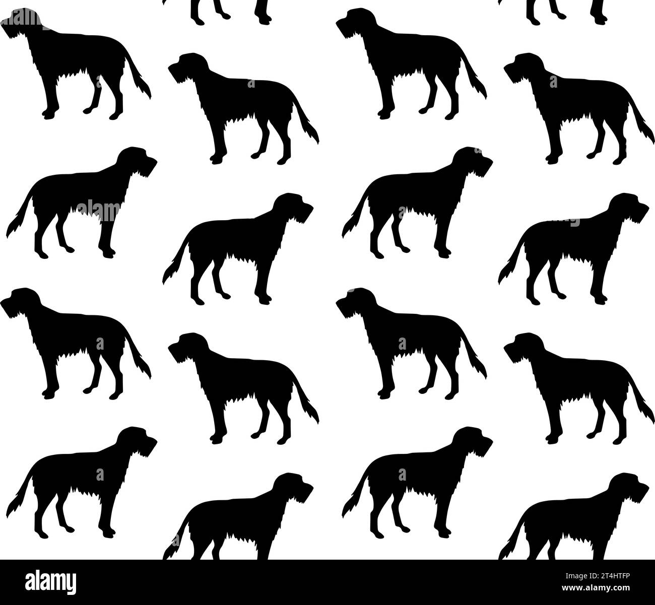 Nahtloses Vektor-Muster der Hand gezeichneten Wolfhund-Hund-Silhouette isoliert auf weißem Hintergrund Stock Vektor