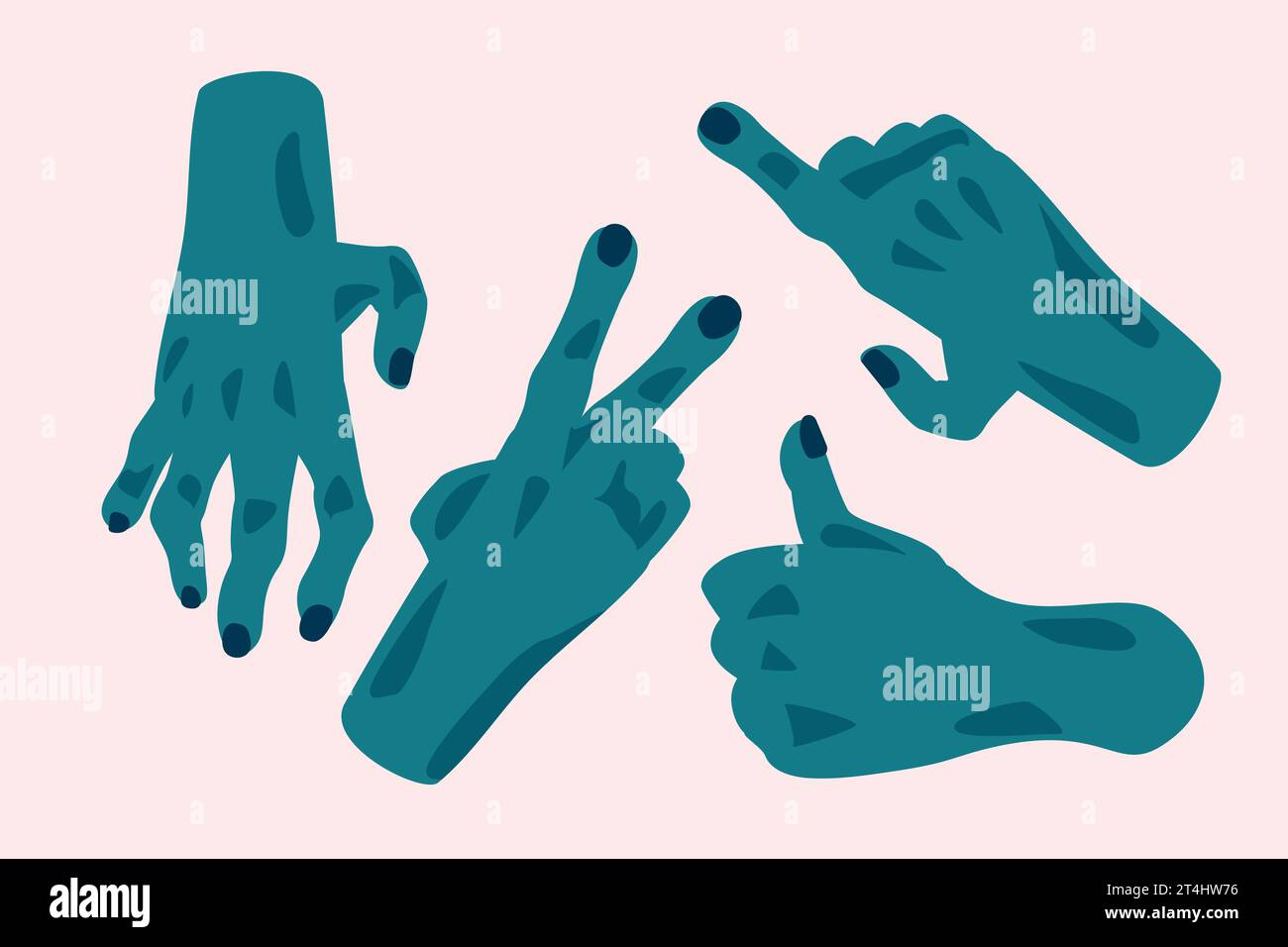 zombie-Hände flache Illustration Weihnachten halloween Vektorgrafiken für soziale Medien flache Hände Stock Vektor