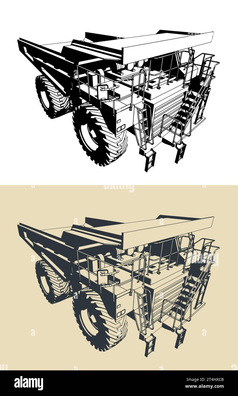 Stilisierte Vektorgrafiken von riesigen Muldenkipper Stock Vektor