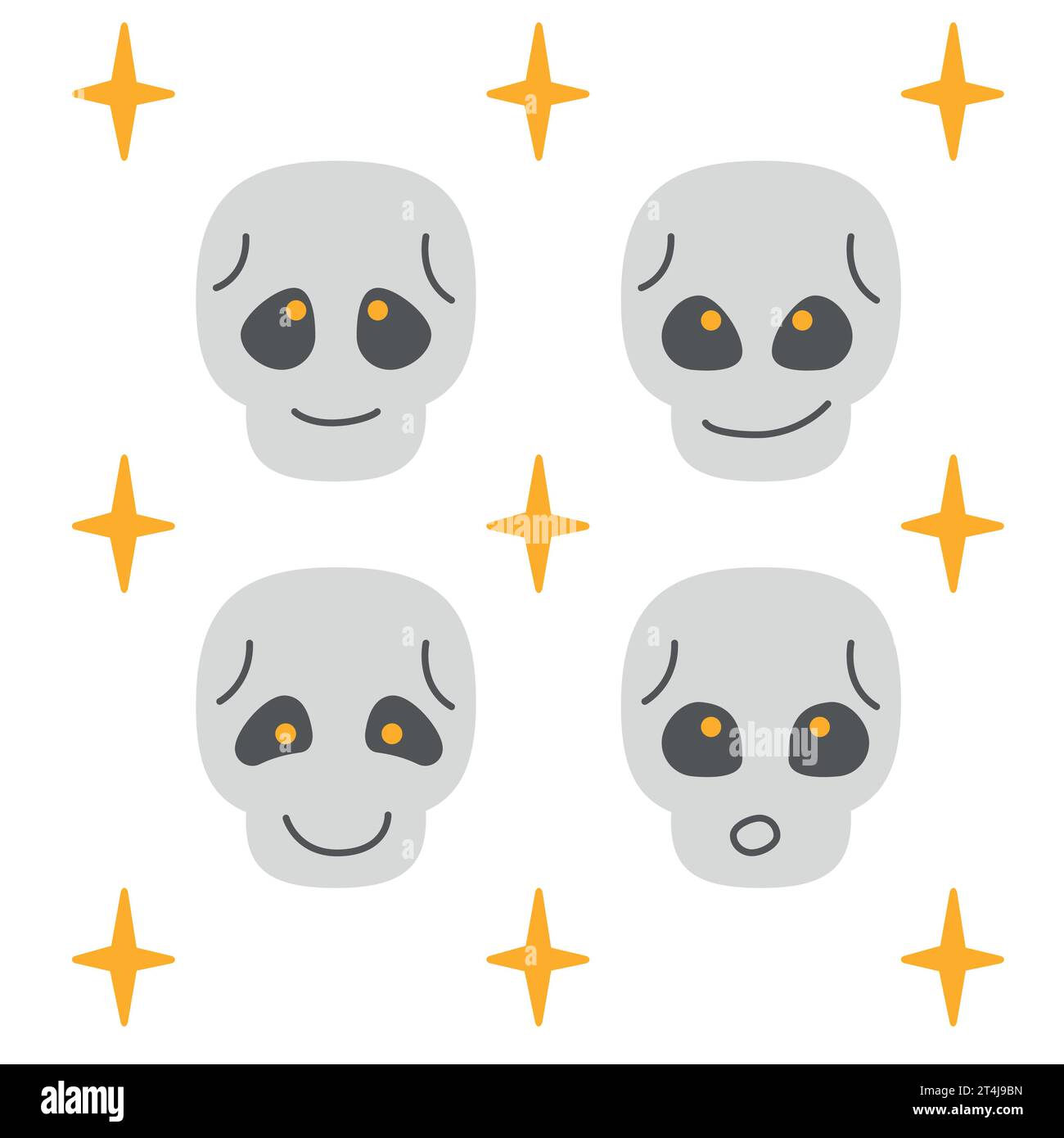 Satz grauer Schädel auf weißem Hintergrund in einem einfachen Stil, Vektor Stock Vektor