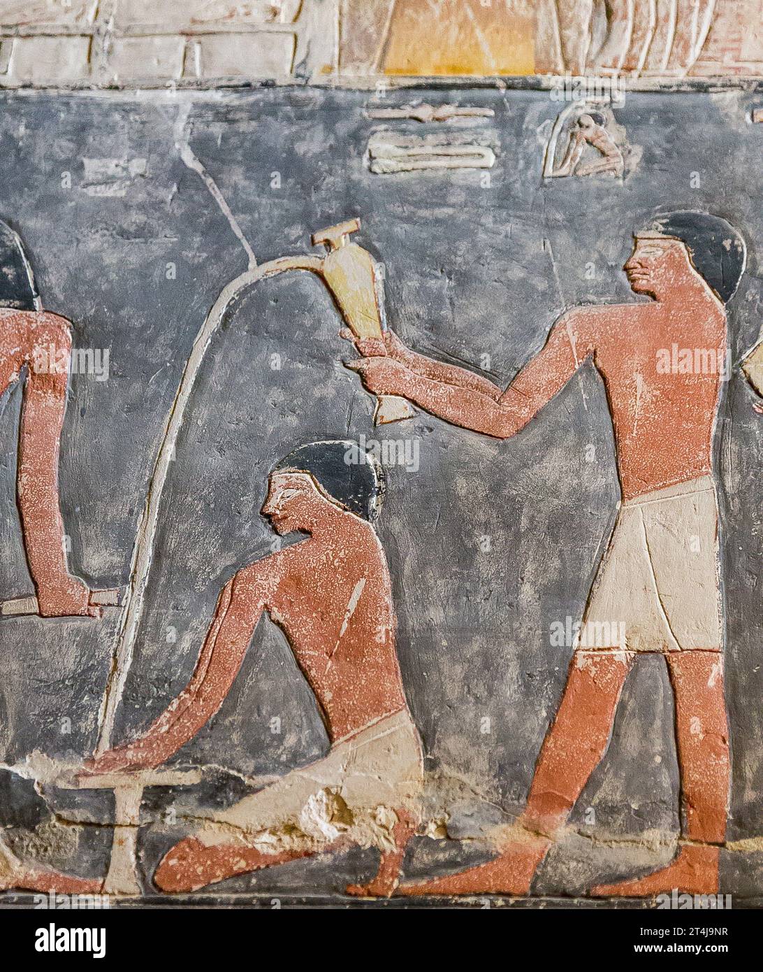 Ägypten, Sakkara, Grab von Mehu, Kultriten: Reinigen Sie den Boden, oder saubere Hände? Stockfoto