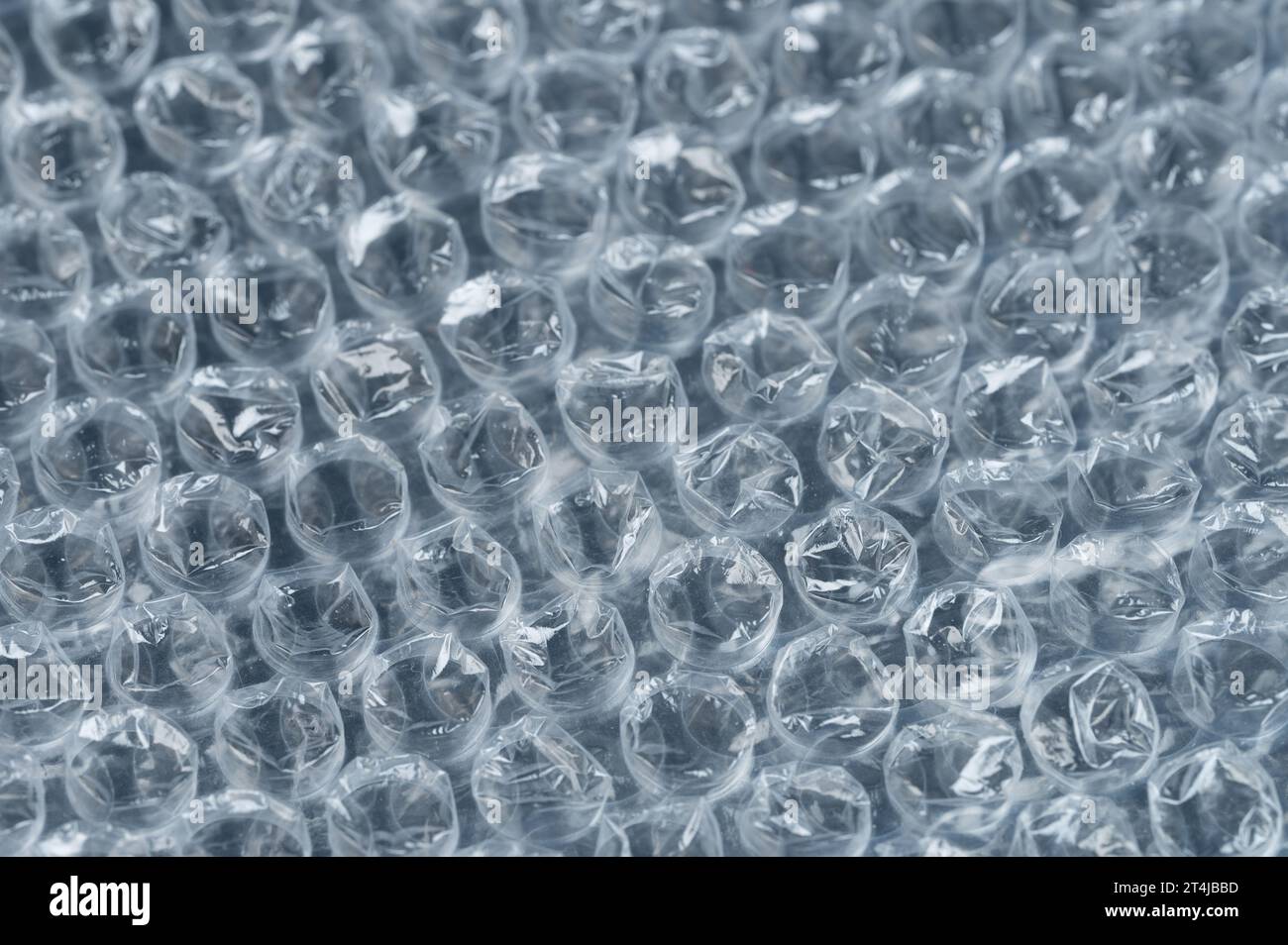Kunststoff-Luftpolsterfolie Hintergrundmakro Nahansicht Stockfoto
