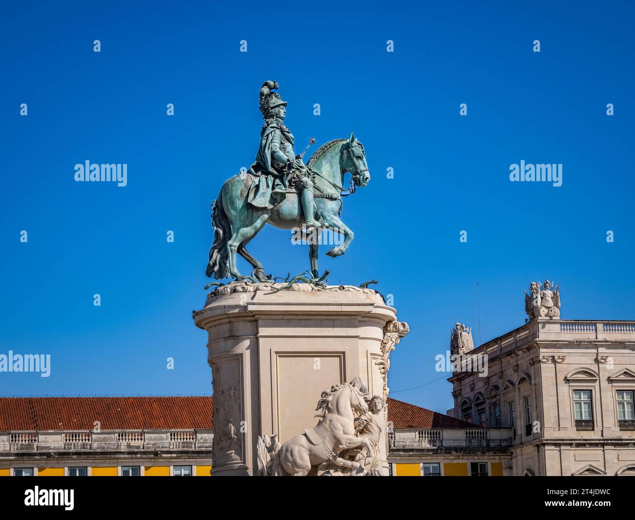 Statue von Joseph I. von Portugal (1750–1777) in Praca do Comercio oder Handelsplatz im Baixa-Teil von Lissabon Portugal Stockfoto