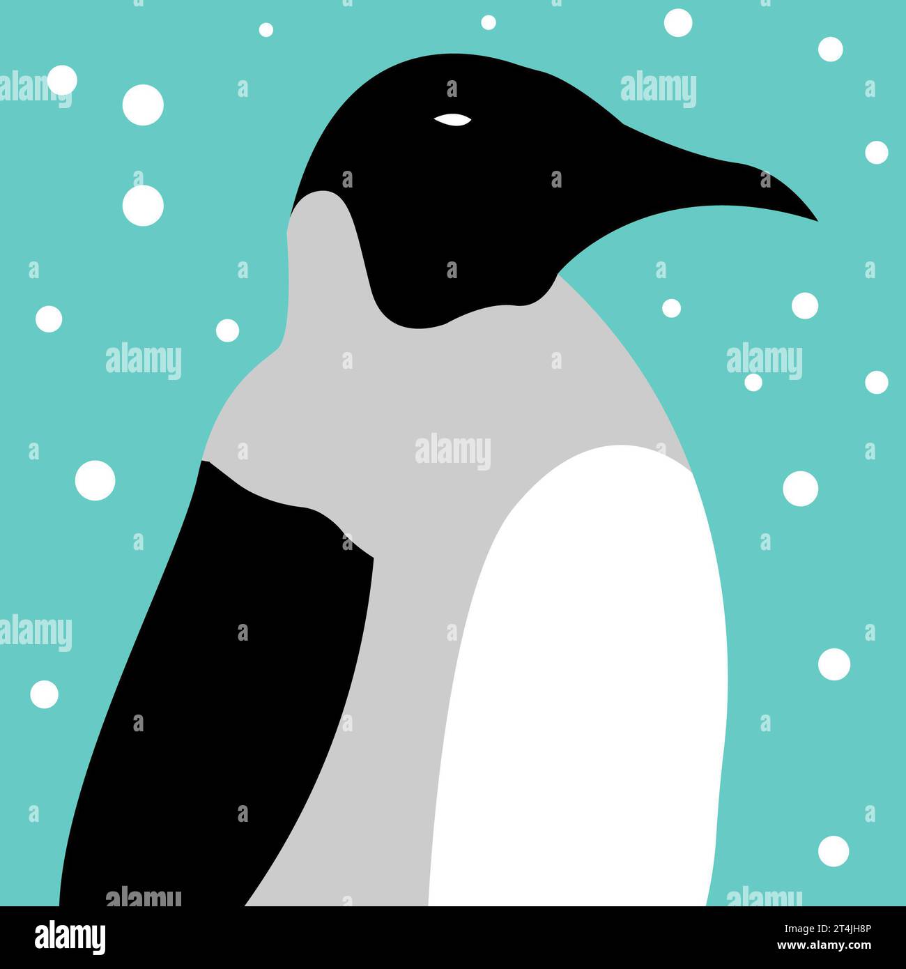 Ein Pinguin, schwarze Pinguin-Illustration, geeignet für Lehrinhalte und Wissenschaftsbücher, gut für Schilder und Banner und Social-Media-Avatar Stockfoto