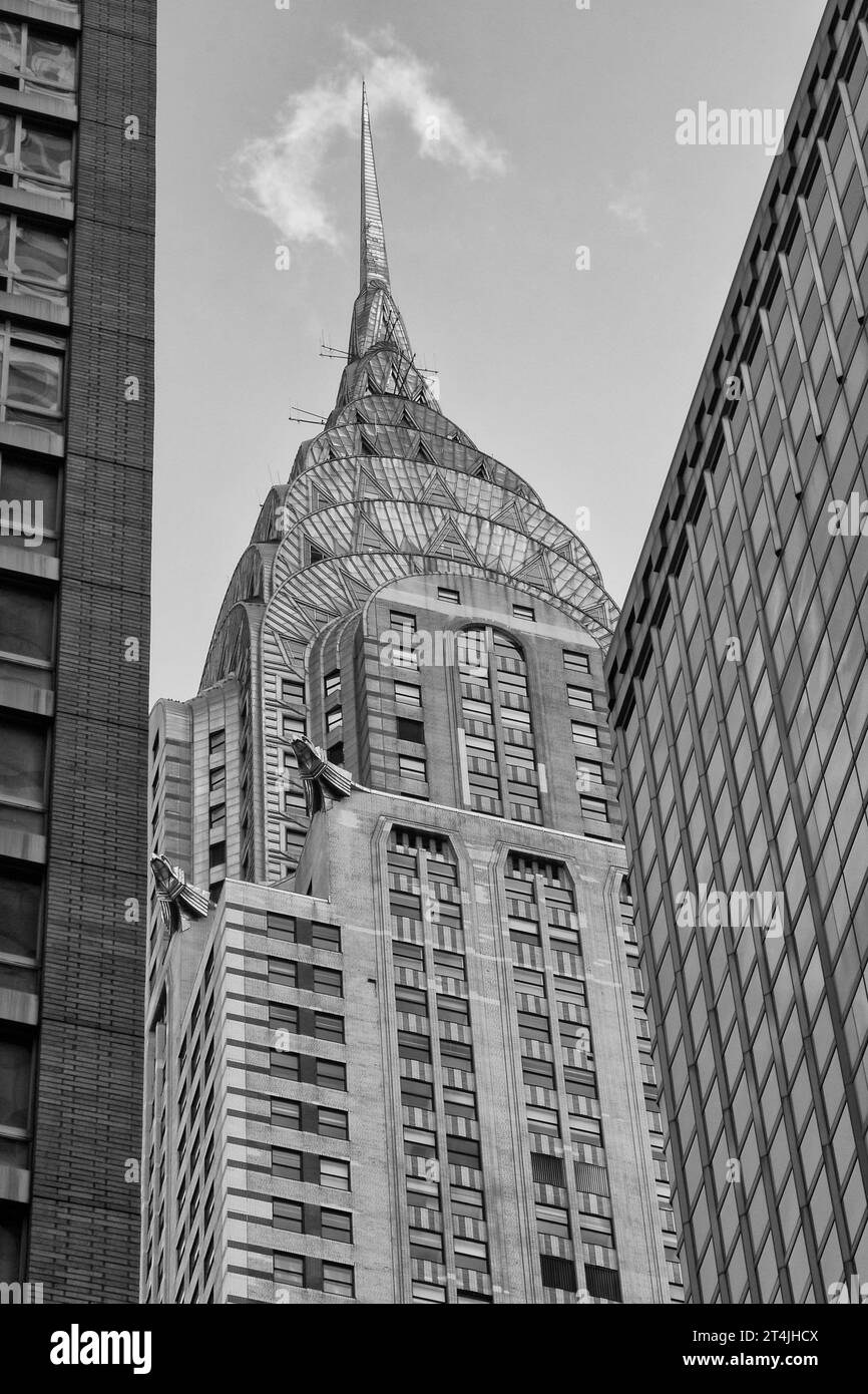 Schwarzweißfoto Des Chrysler Building, 1046 Ft Hoch Und 1930 Fertiggestellt, An Der Lexington Ave In Midtown Manhatten, New York City Stockfoto