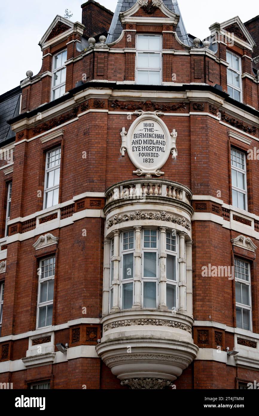 Das ehemalige Birmingham and Midland Eye Hospital, Birmingham, West Midlands, Großbritannien Stockfoto
