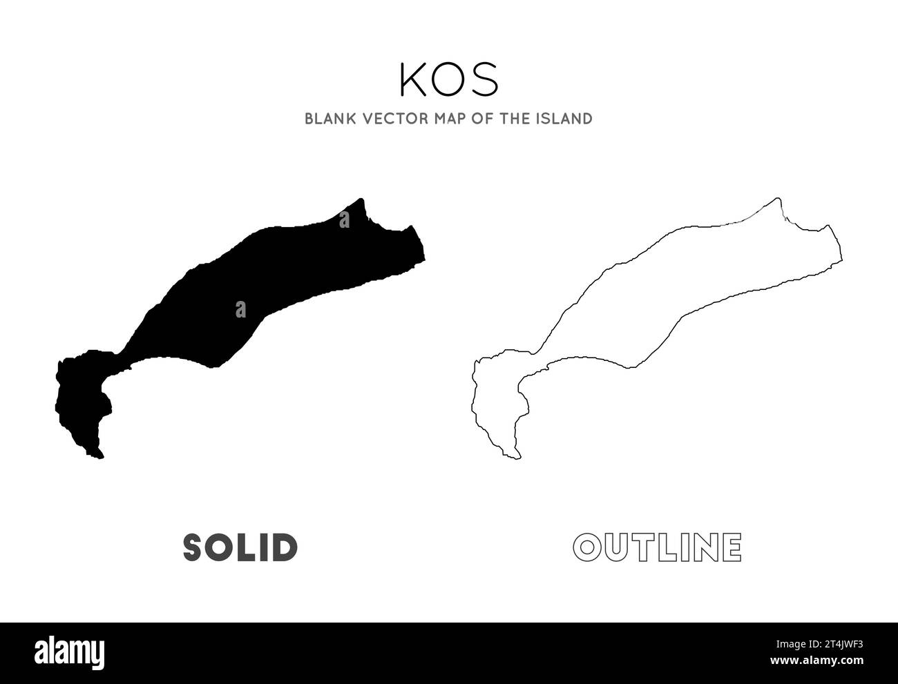 Kos-Karte. Leere Vektorkarte der Insel. Borders of Kos für Ihre Infografik. Vektorabbildung. Stock Vektor