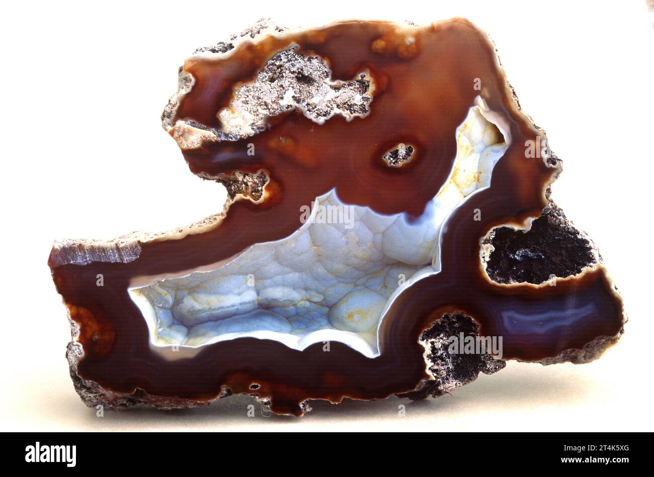 Chalcedon ist eine kryptokristalline Quarzsorte. Probe. Stockfoto