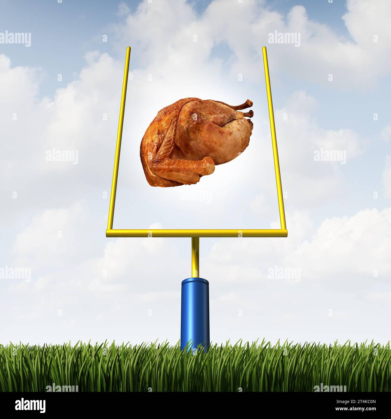 American Thanksgiving Football Game Field Goal als Herbstsaison und Truthahn Dinner Sport treffen Feierlichkeiten und festliche Thanksgiving Holiday. Stockfoto