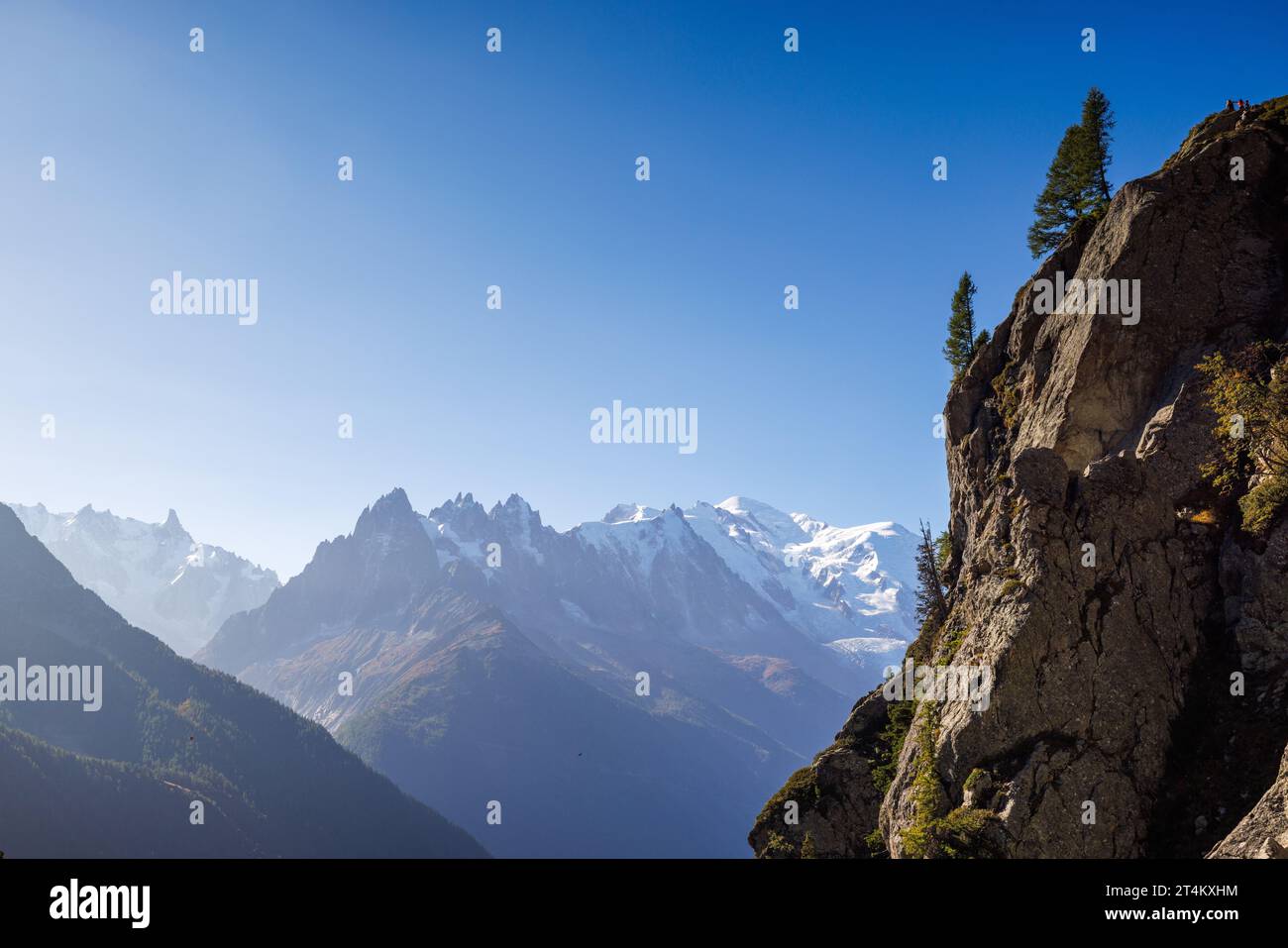 Sportkletterer auf der Aiguillette d’Argentiere in Chamonix Stockfoto