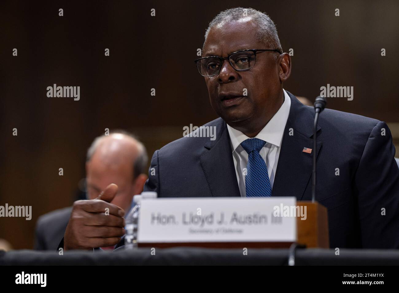 Washington, Vereinigte Staaten Von Amerika. 31. Oktober 2023. Washington, Vereinigte Staaten von Amerika. 31. Oktober 2023. US-Verteidigungsminister Lloyd Austin III. Sagt bei der Anhörung des Senate Appropriations Committee zum Nationalen Sicherheitszusatzantrag im Dirksen Senate Office Building aus, 31. Oktober 2023 in Washington, DC Austin sagte über den Antrag auf Nothilfe für Israel und die Ukraine aus. Quelle: PO1 Alexander Kubitza/DOD/Alamy Live News Stockfoto