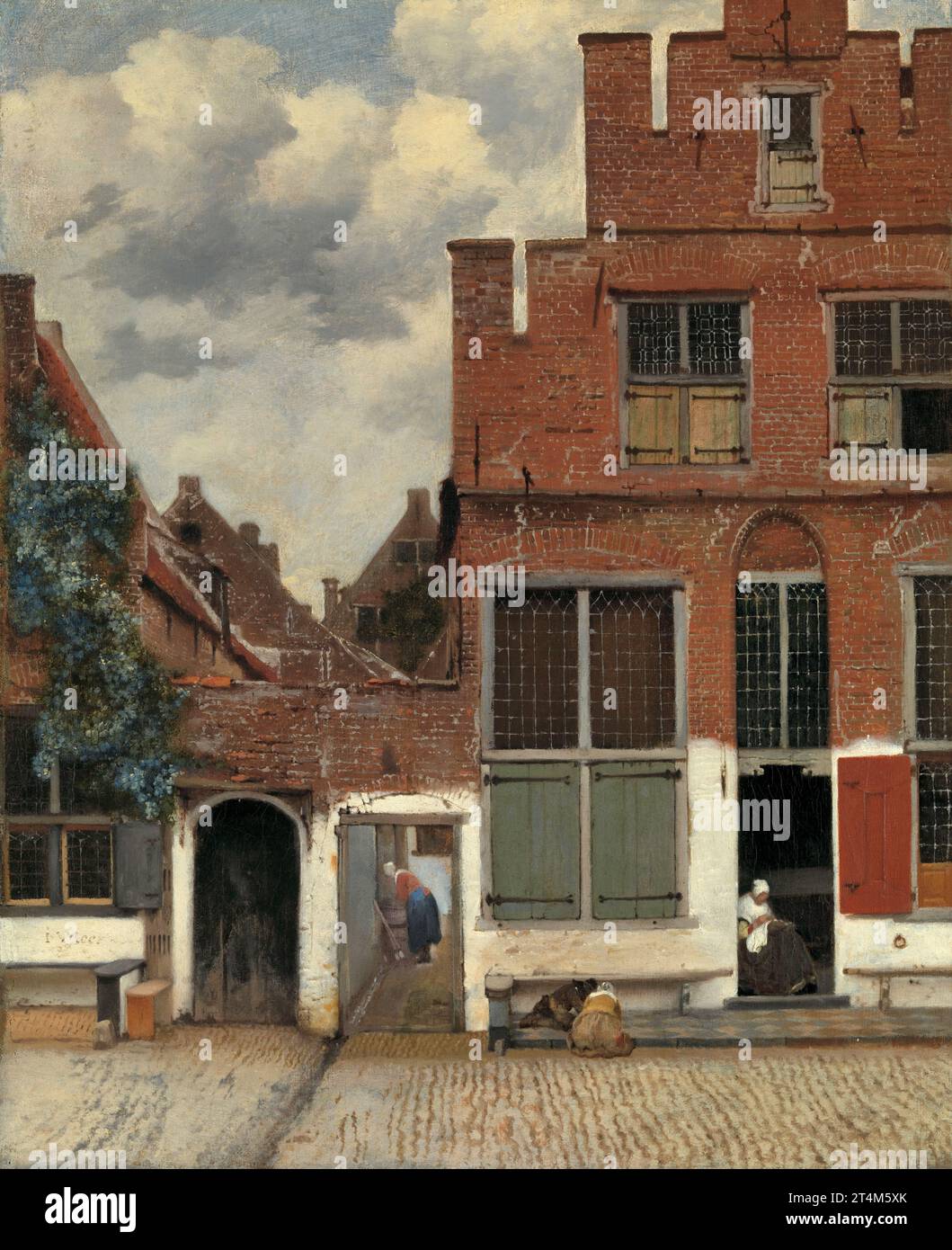 Blick auf die Häuser in Delft, bekannt als „die kleine Straße“, vom niederländischen Maler Johannes Vermeer, um 1658 Malerei, Kunstwerk Meisterwerk Stockfoto