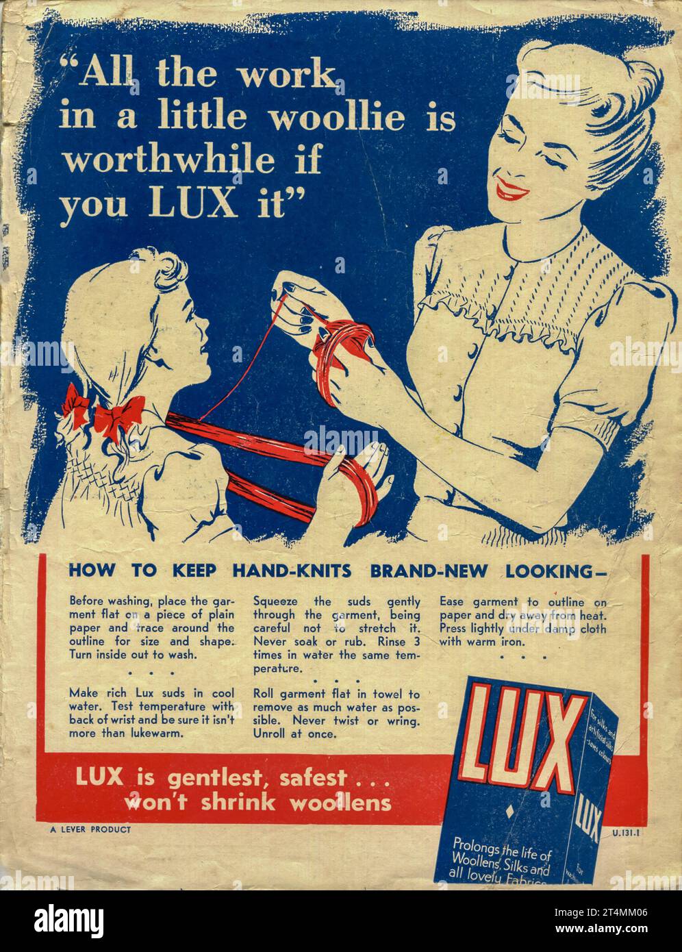 Ein historisches australisches Magazin aus den 1950er Jahren für Lux Seifenwaschpulver. Stockfoto