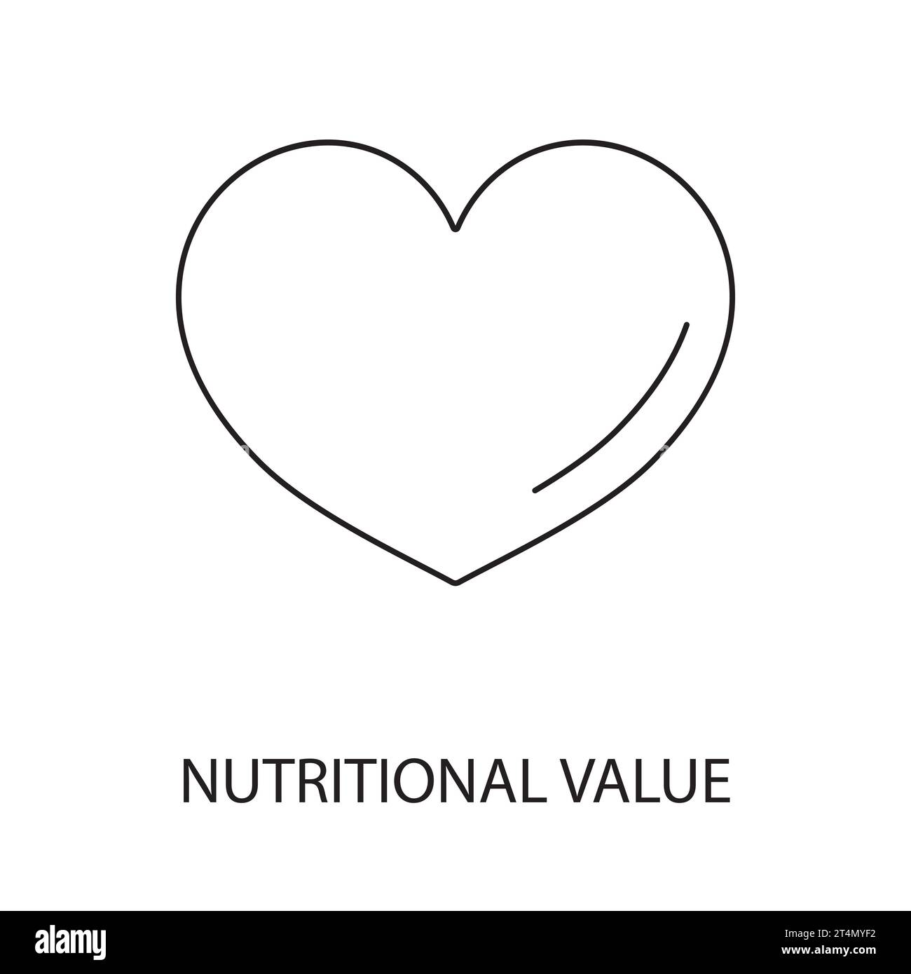 Nährwert-Fakten-Linie Symbol-Vektor für Lebensmittelverpackung, Herz-Illustration. Stock Vektor