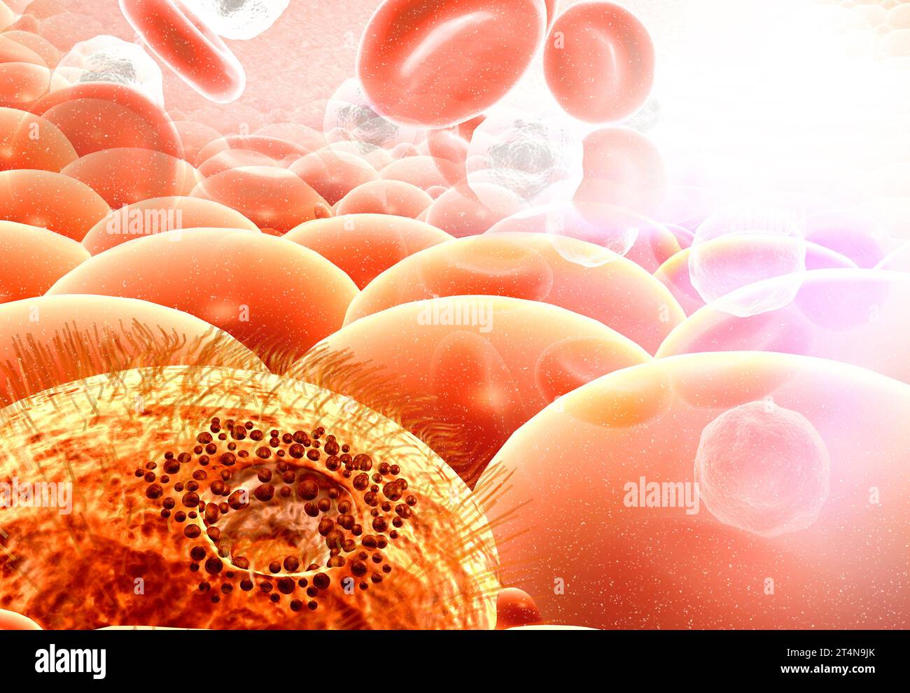 Krebszellwachstumskonzept. 3D-Abbildung Stockfoto