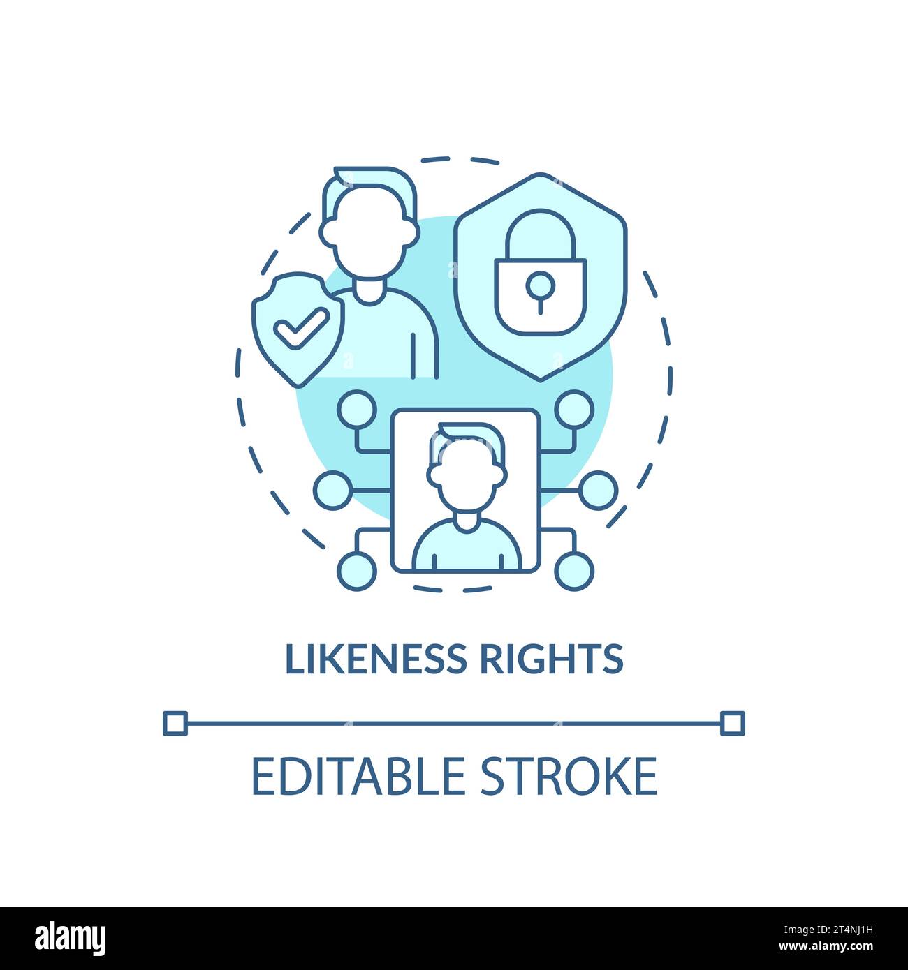 2D dünne Linie, blaues Symbol, das Rechte-Konzept für Ähnlichkeiten darstellt Stock Vektor