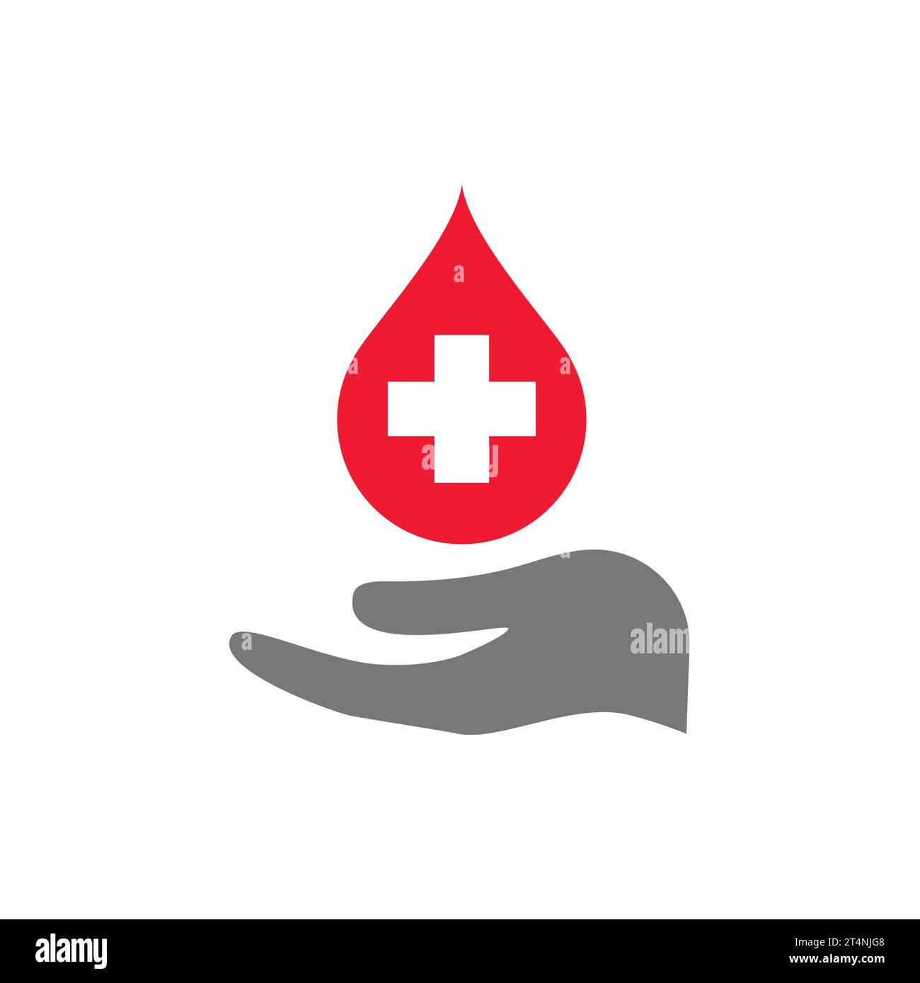 Symbol für Blutspendevektor. Tropfen und Hand, Blut spenden Symbol. Stock Vektor