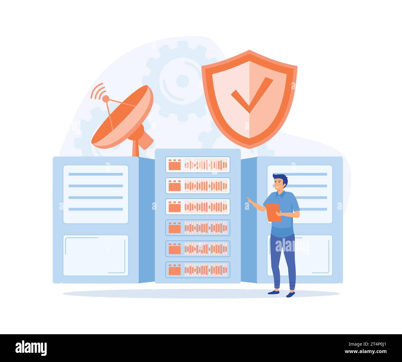 Cyber Security Services zum Schutz personenbezogener Daten.Online-Zahlungssicherheit, Cloud Shared Documents, Serversicherheit, flache Vektorgrafik, moderne Illustration Stock Vektor