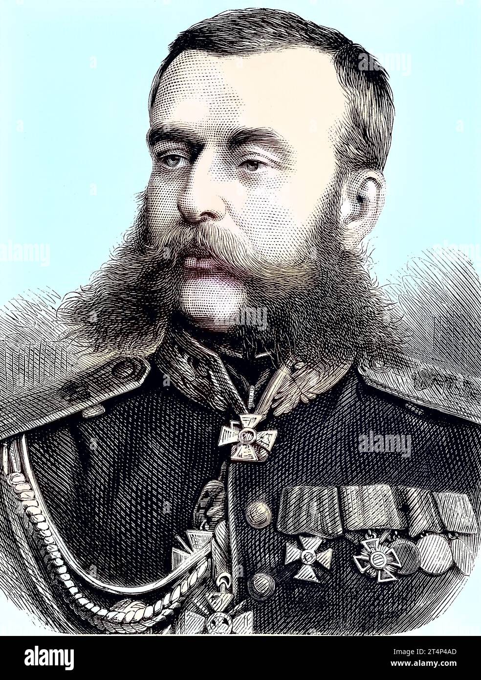 Michael Dimitrijewitsch Skobelev auch Michail Dmitrievic Skobelev, 29. September 1843 in Sankt Petersburg - 7. Juli 1882 in Moskau, er war General der kaiserlich-russischen Armee, Reproduktion eines Bilds, Holzschnitt aus dem Jahr 1881, digitalrestauriert, Historisch / Michael Dimitrijewitsch Skobelev auch Michail Dmitrievic Skobelev, 29. September 1843 in Sankt Petersburg - 7. Juli 1882 in Moskau war er General der kaiserlichen russischen Armee, Bildreproduktion, Holzschnitt aus dem Jahr 1881, digital verbessert, historisch Stockfoto