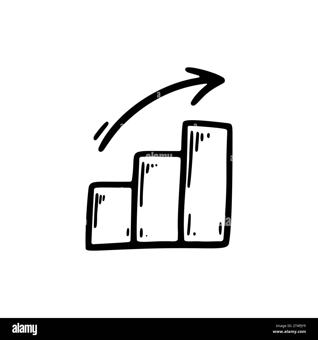 Diagramm wird im Sketch-Stil angehoben. Handgezeichnete Vektor-Illustration für Präsentationen, Geschäfts-, Finanz-, Marketing- und Unternehmensgewinnwachstumskonzepte Stock Vektor