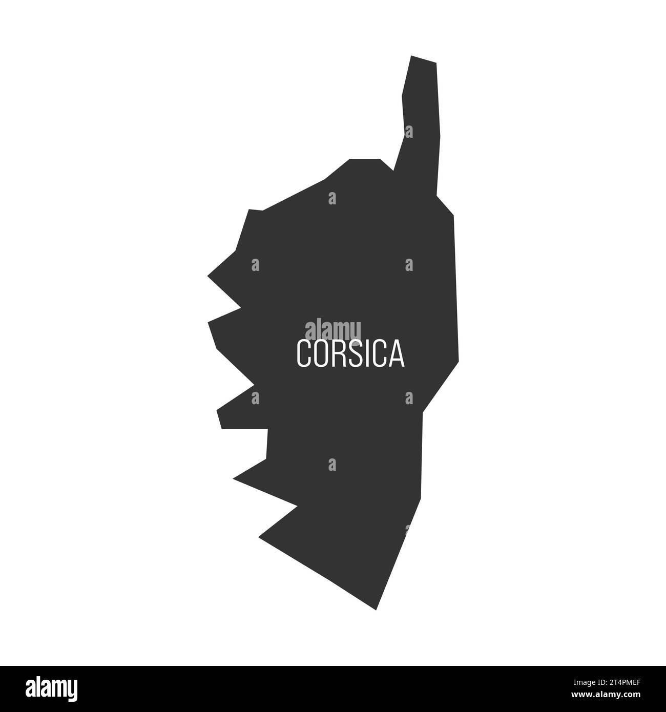 Korsika - Karte der Verwaltungseinheit, Region, von Frankreich. Dunkelgraue Vektorsilhouette. Stock Vektor