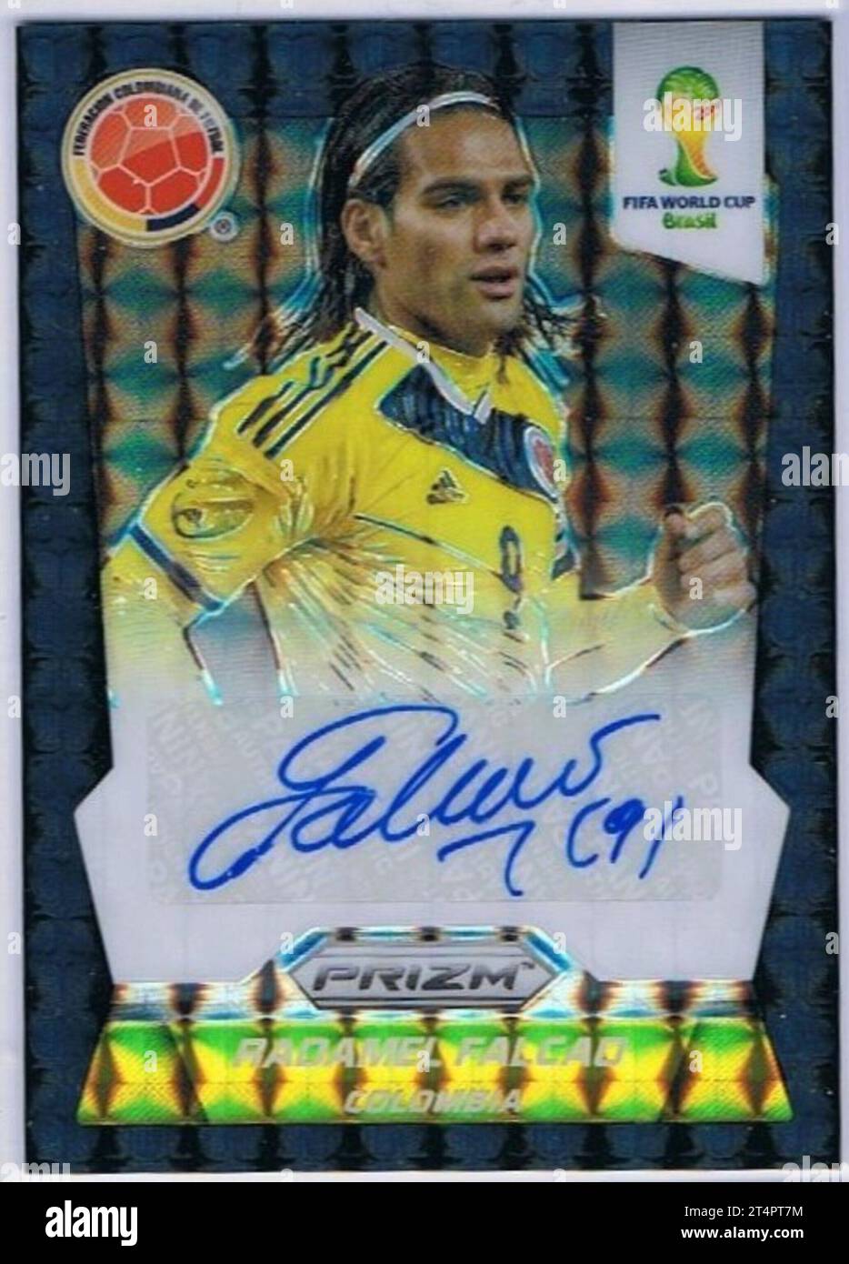 2014 Panini Prizm World Cup Signatures Black Prizm 1 von 1 #S-FA Radamel Falcao (Kolumbien) Stockfoto