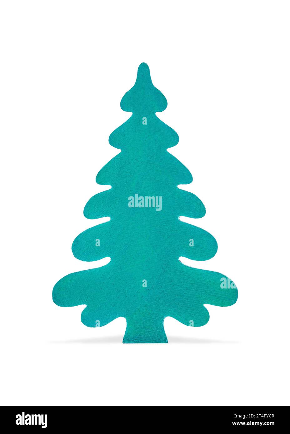 Happy New Year Konzept. Grüner Weihnachtsbaum isoliert auf weißem Hintergrund. Weihnachtliches Objekt Stockfoto