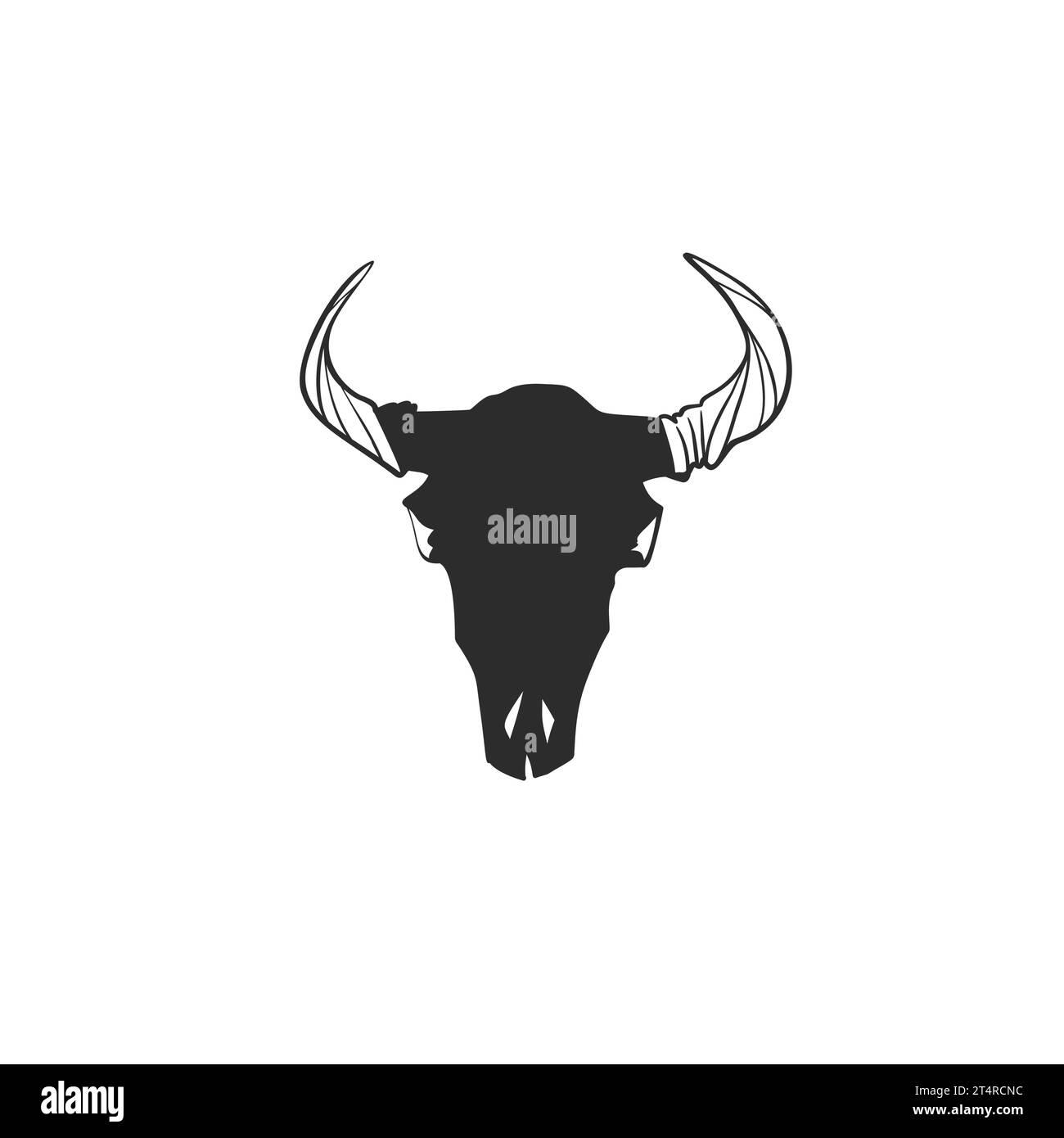 Hand gezeichneter Vektor abstrakte grafische Linie Kunstsammlung des mystischen und esoterischen Stiers und Kuhtierschädels, isoliert auf weißem Hintergrund. Schädelbulle Stock Vektor