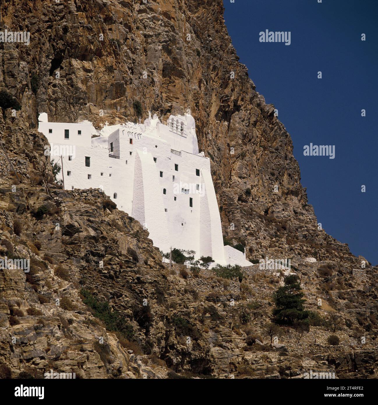 Griechenland. Amorgos Island. Das Kloster von Panagia Hozoviotissa. Stockfoto